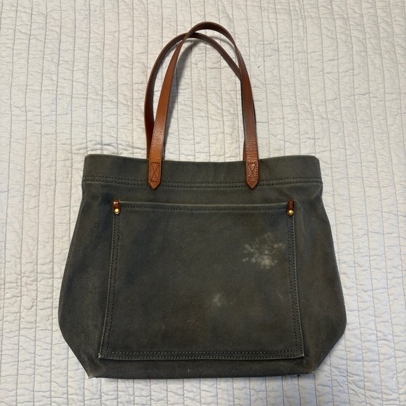 Madewell Canvas Medium Transport Tote, Charcoal with Brown Leather handles - Picture 2 of 5